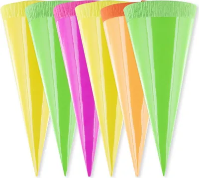 Produktbild von 6 Deko Schultüten / 12cm lang / neonfarben