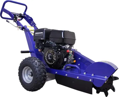 Obrázek produktu pro Benzínová fréza na pařezy T-Mech 15 k, fréza na pařezy a kořeny, zahradní fréza, fréza na kořeny, modrá, čtyřtaktní motor, ocelová pneumatika, ergonomická rukojeť s bezpečnostním vybavením a sadou nářadí