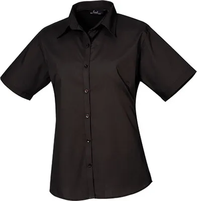 Produktbild von Premier Workwear Damen Popeline Bluse kurzarm PR302 black 42 (L/14)