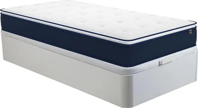 Produktbild von Set 90 x 190 cm Rahmen mit Box weiß + 24 cm dicke Matratze mit Taschenfedern und integriertem Topper - ALTIER by YSMÉE
