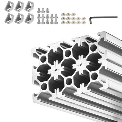 Immagine prodotto di SucceBuy 2020 Profilo in alluminio, 6 pezzi da 2 m ciascuno, guide con scanalatura a T anodizzate conformi agli standard UE, robusto profilo estruso, guide in alluminio per stampanti 3D, progetti fai-da-te CNC, banchi da lavoro e lavori di montaggio, argento