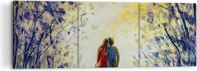 Produktbild von Bild auf Leinwand - Leinwandbild - 3 Teile - Liebhaber auf Bank - 120x40cm - Wand Bild - Wanddeko - Wandbilder - Leinwanddruck - Bilder - Wanddekoration - Leinwand bilder - Wandbild - CA120x40-4578