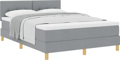 Produktbild von Boxspringbett mit Kissen Hellgrau 160 x 200 cm Stoff