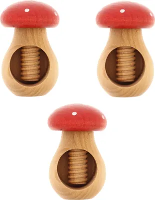 Produktbild von Neustanlo | Nussknacker 3er Set | Fliegenpilzdesign in Rot | massives Buchenholz | Schraubgewinde | klassischer Charme | ideal für Walnüsse und Haselnüsse