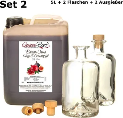 Produktbild von Balsamico Creme Feige Granatapfel 5L + 2 Flaschen & Ausgießer 3%Säure Mit original Crema di Aceto Balsamico di Modena IGP Kanister Crema
