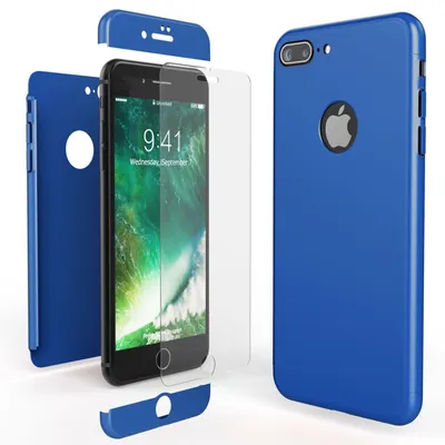 Image de Coque de protection intégrale pour Apple iPhone 7 Plus avec protection d'écran de NALIA, coque 360° bleue