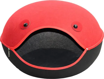 Produktbild von Pettimania Katzenhöhle Filz in Froschform schwarz/rot