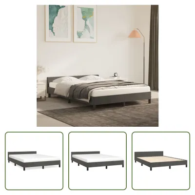 Produktbild von The Living Store Bettgestell mit Kopfteil Dunkelgrau 140x190 cm Samt
