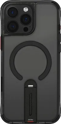 Productafbeelding van Skinarma beschermhoes voor iPhone 16 Pro Max, met magnetische oplaadfunctie en 360° draaibare standaard, zwart