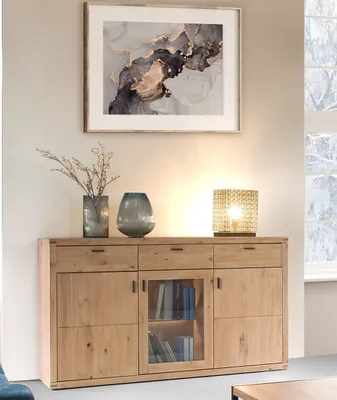 Produktbild von Sideboard 3-türig Eiche bianco teilmassiv SERRA