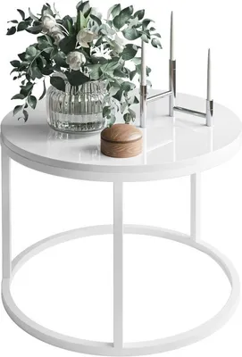 Produktbild von Runder Couchtisch CIRI Hochglanz- Weiß / Weiß hochglanz 60 cm