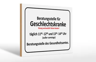 Produktbild von Holzschild Hinweis 30x20cm Beratungsstelle Geschlechtskranke