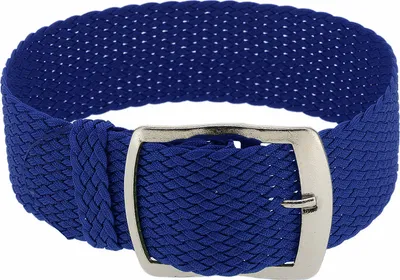 Produktbild von Minott Perlon Durchzugsband | Textil blau geflochten | gleichlaufend, Stegbreite:12mm, Schließe:Silbern
