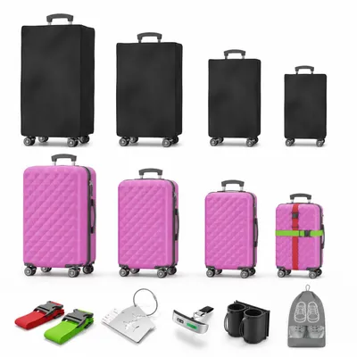 Produktbild von ONBEST Hartschalen Koffer Set | 4-teilig Pink | mit TSA-Schloss | USB-Anschluss | viel Zubehör | 360° Doppelrollen