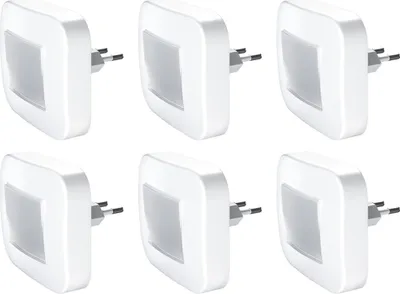 Produktbild von 6 x Ledvance LED Nachtlicht Steckdose Lunetta Hall Weiß 0,2W warmweiß 3000K Tag-Nacht-Sensor