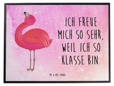 Produktbild von Mr. & Mrs. Panda Schreibunterlage Flamingo Stolz - Aquarell Pink - Geschenk, tischpad, Freundin, Schwester, schreibtischunterlage, Zufrieden, malunterlagen, Mama