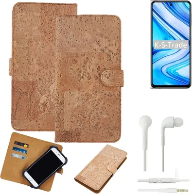 Produktbild von K-S-Trade Hülle kompatibel mit Xiaomi Redmi Note 9S + in ear Kopfhörer Kork Handyhülle Cover  Schutzhülle TPU Case Bumper in Hellbraun, (1x)