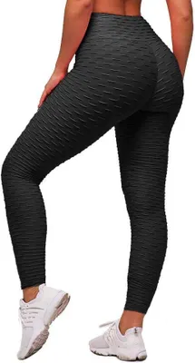 Productafbeelding van Zwarte damesleggings met hoge taille, effen en rekbaar, van polyester en elastaan