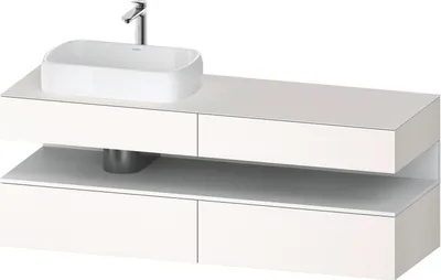Produktbild von Duravit Qatego Konsolenwaschtischunterbau, 2 Auszüge, 2 Schubkästen, Ausschnitt links, 1600x550x600mm, Nische Weiß Matt, QA4777018840000