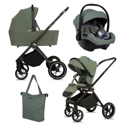 Zdjęcie produktu dla BabyLux® Wózek Dziecięcy 3w1 GAVIA Spacerówka Gondola Lekki Składany Zestaw, Fotelik Samochodowy I-Size, 4 Pozycje Oparcia, Torba do Przewijania i inne Akcesoria, 0-22kg (0-4 lata), UV 50+