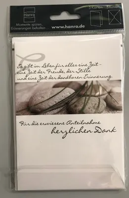 Produktbild von Trauer – Danksagungen - 5 Stück im Topper -  5 Danksagungskarten mit B