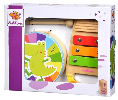 Zdjęcie produktu dla Eichhorn Music Set Drum and Xylo, Zestaw zabawek muzycznych, 1 lat(a), Wielobarwny