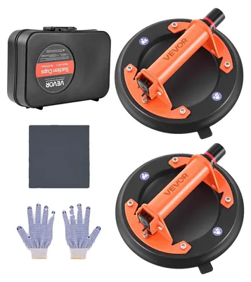 Image de VEVOR ventouse à vide, lève-verre de 203 mm avec poignée métallique, capacité de levage de 195 kg, outil à ventouse pour carrelage avec sac de transport pour soulever des carreaux, du granit, des cloisons sèches, des fenêtres (pack de 2)