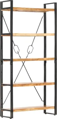 Produktbild von Bücherregal 5 Fächer 90 x 30 x 180 cm Massivholz Akazie