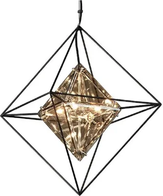 Produktbild von Casa Padrino Luxus LED Hängeleuchte Schwarz 45,7 x 45,7 x H. 64,1 cm - Designer Lampe mit handgefertigtem Schmiedeeisen Rahmen