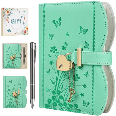 Image de Journal intime avec serrure à combinaison, pour filles, couleur bleu marine, format B6