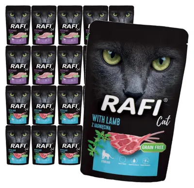 Zdjęcie produktu dla Rafi Cat Adult z Jagnięciną i Królikiem 20x100g Bezzbożowa Mokra Karma Dla Kotów Sterylizowanych