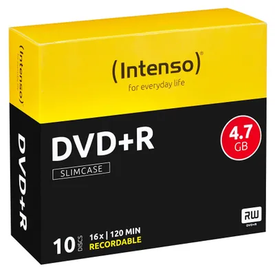 Productafbeelding van Intenso Beschrijfbare DVD - DVD+R blanco schijf - 4,70 GB - 16x schrijfsnelheid - 10 stuks in een slanke verpakking - 120mm