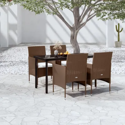 Image de The Living Store Ensemble de jardin 5 pièces avec coussins Marron et Noir