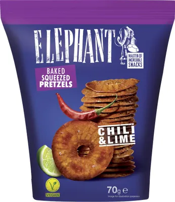 Zdjęcie produktu dla Opakowanie precli Elephant Pretzels z chili i limonką 70 g