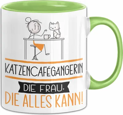 Produktbild von Katzencafégängerin Geschenk Tasse Becher Die Frau Die Allen Kann Geschenkidee für eine Katzencafégängerin Lustig (Grün)