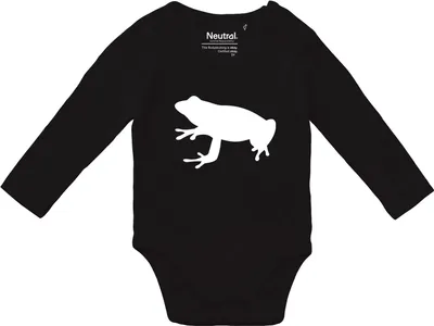 Produktbild von Huuraa Baby Body Frosch Kröte Silhouette 74 Black  Baumwolle Fairtrade Langarmbody Geschenkidee