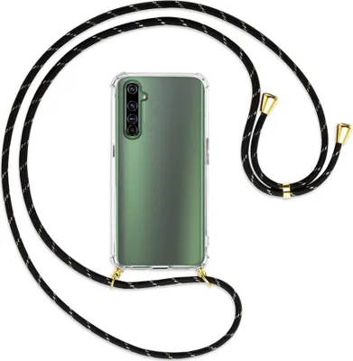 Produktbild von Handykette Backcover-Schutzhülle mit Band (Metall goldfarben) für Realme X50 Pro 5G - schwarz/gold