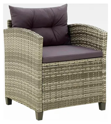 Produktbild von Gartenstuhl mit Kissen aus Poly Rattan in Grau