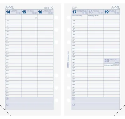 Produktbild von Wochenkalendarium 1 Woche/2 Seiten 9,3x17,2 cm 2027 Packung mit 3 Stück