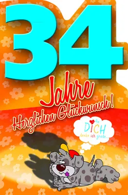 Produktbild von 34. Geburtstag - Comic  Bär - Karte mit Umschlag - Herzlichen