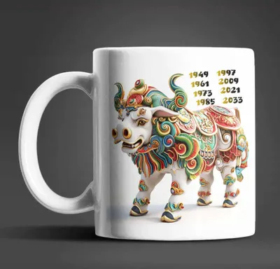 Produktbild von Ochse Chinesisches Jahres Sternzeichen Tasse Kaffeetasse Teetasse Geschenkidee