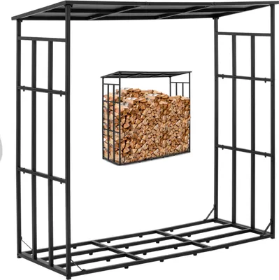 Zdjęcie produktu dla Stojak Na Drewno Opałowe Zewnętrzny Zadaszony 190 X 76 X 186 Cm