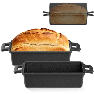 Gusseiserne Brotbackform 32 cm mit Deckel, rechteckig