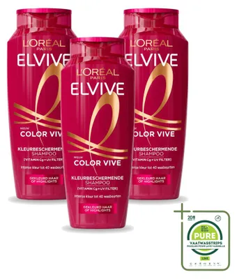 Image de 3 x Shampooing Elvive Color Vive de L'Oréal Paris pour cheveux colorés, 250 ml - Lot de 3