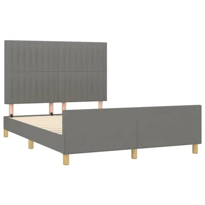 Zdjęcie produktu dla Rama łóżka bez materaca, ciemnoszara, 140x200 cm, obita tkaniną
