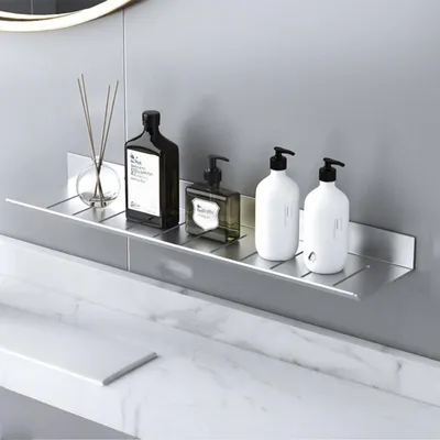 Produktbild von Bohrfreie Ablage, Aluminiumlegierung, Hohe Tragkraft wasserdicht rostfrei, Belüfteter Boden, Silber, 50cm