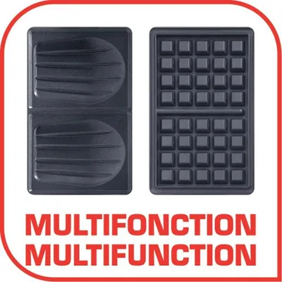 Produktbild von Tefal Snack Time Happiness, 2 Waffel(n), Rechteckig, Schwarz, Weiß, 700 W, 255 mm, 305 mm
