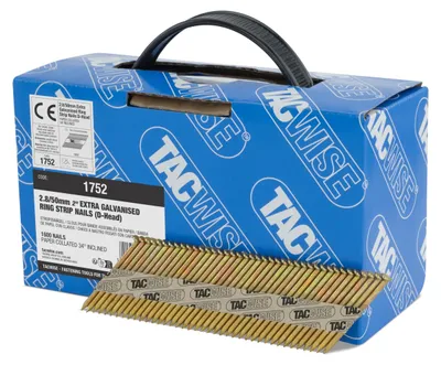 Produktbild von Tacwise 1752 Extra Verzinkte Rahmennägel 2,8/50 mm, D-Kopf, 1600 Stück – Silber, Größe Pack of 1600