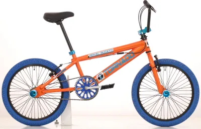 Obrázok produktu pre BMX kolo Royal-Bugatti Tornado Freestyle 20 palcov – oranžové s modrými pneumatikami