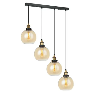Zdjęcie produktu dla Lampa wisząca Italux Cardena industrialna czarna MDM-4330/4 GD+AMB
